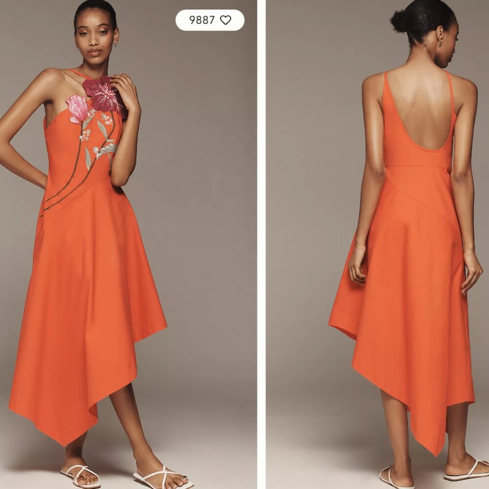 Yukiko Noritake x Anthropologie Asymmetric Floral Midi Dress